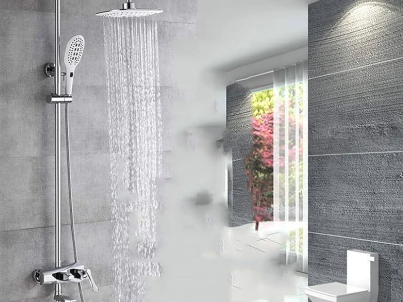 Single-handle faucet with multi-function shower system.