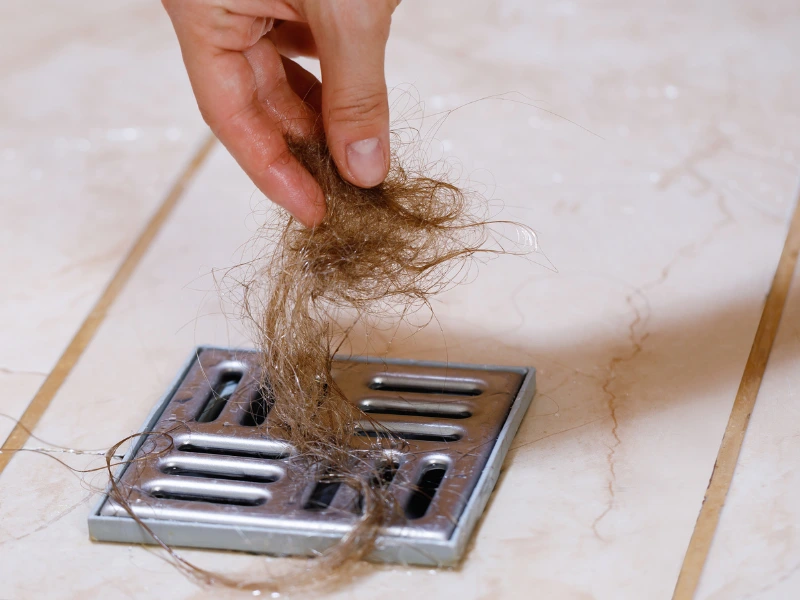 A drain full of hair.