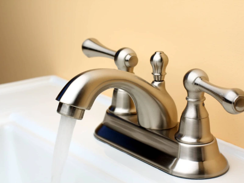 brushed nickel faucet.