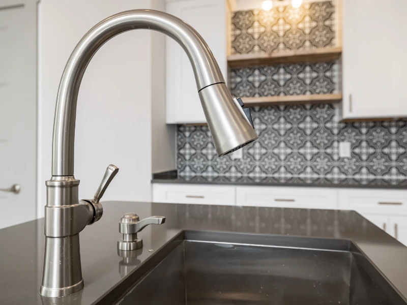 Chrome finish faucet.