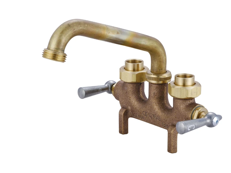 two handled brass faucet.