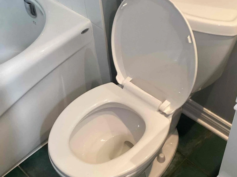 Side top view of toilet.